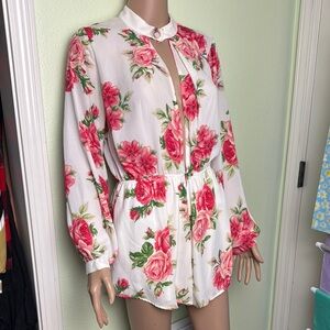 Audrey 3+1 Rose 🌹 Romper - White and Pink